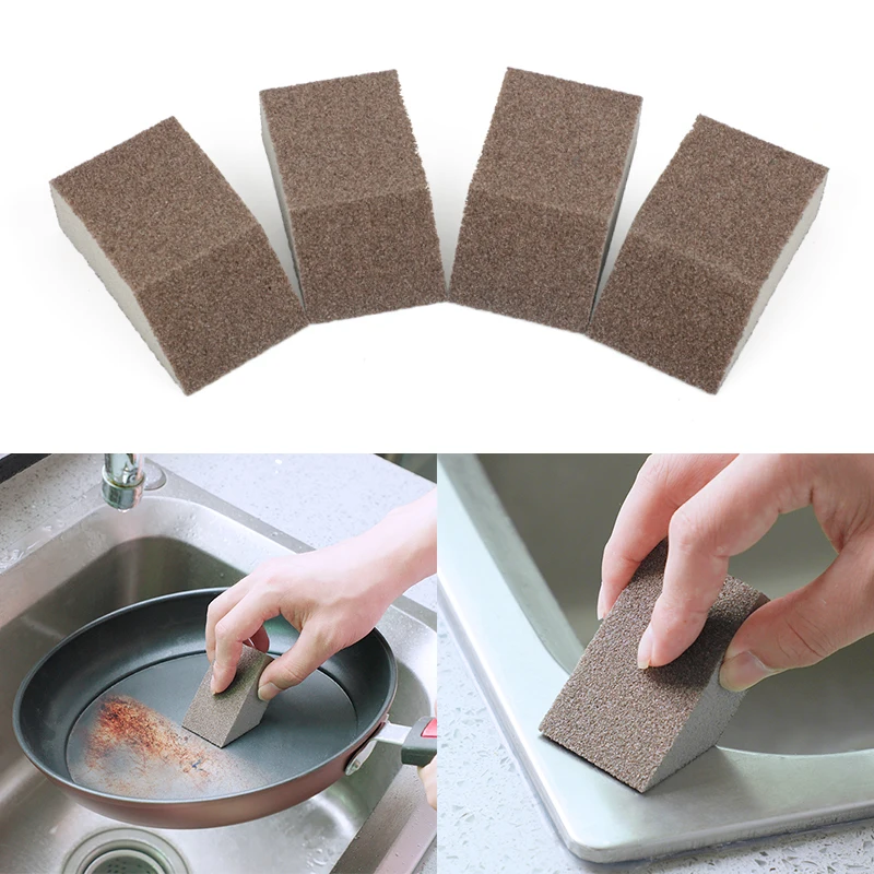 

4Pc Magic Sponge Brush Alumina Emery Sponge Rust Dirt Stains Clean Brush Dish Bowl Wash Pot Home Bathroom Kitchen Cleaning Brush