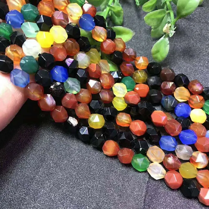 KUIJIA Natural 8mm gate Beads Faceted Cut Round Onyx For Jewelry Making Total length 40cm | Украшения и аксессуары