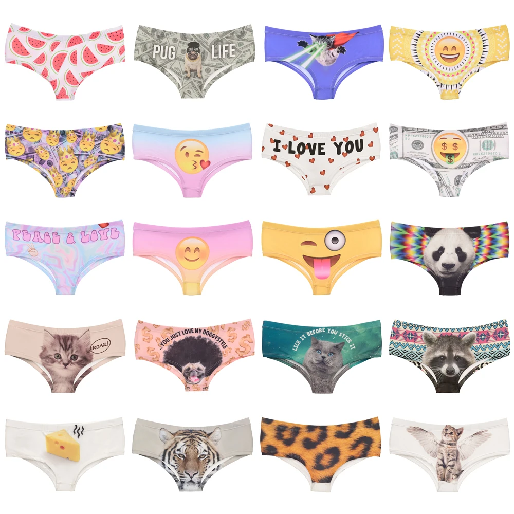 

LEIMOLIS Cartoon Animal Emoji funny print sexy hot panties female kawaii Lovely underwear push up briefs women lingerie thongs