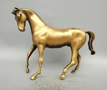 

China collection brass carving horses statue