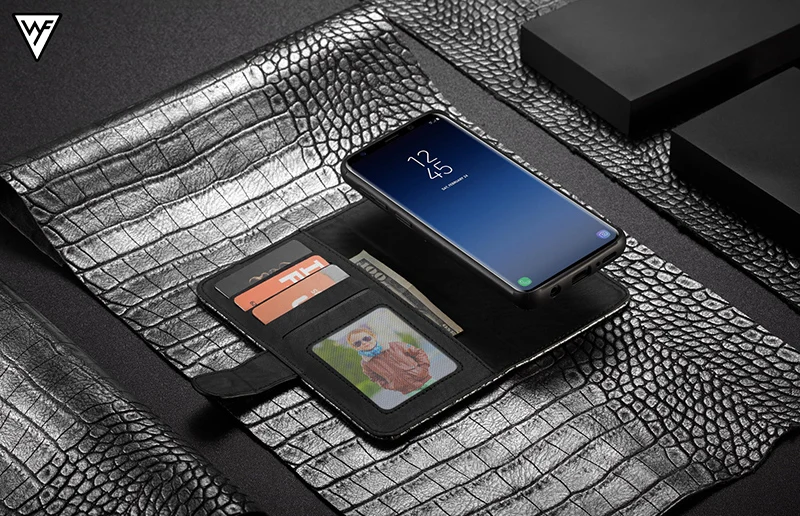 WHATIF кожаный чехол из крокодиловой кожи для samsung Galaxy Note 9 S9 Plus 2 в 1, чехол-бумажник с откидной крышкой для Galaxy S9 Plus Note9 S9