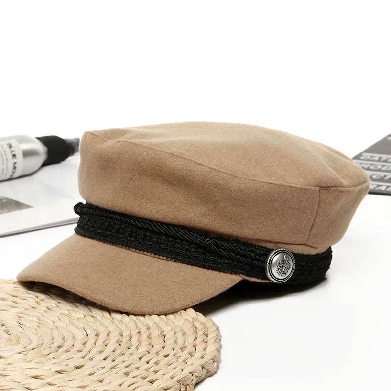 Women Baseball Cap Hats For Women Winter Octagonal Fashion French Wool Baker's Boy Hat Cap Female Black Streetwear Caps