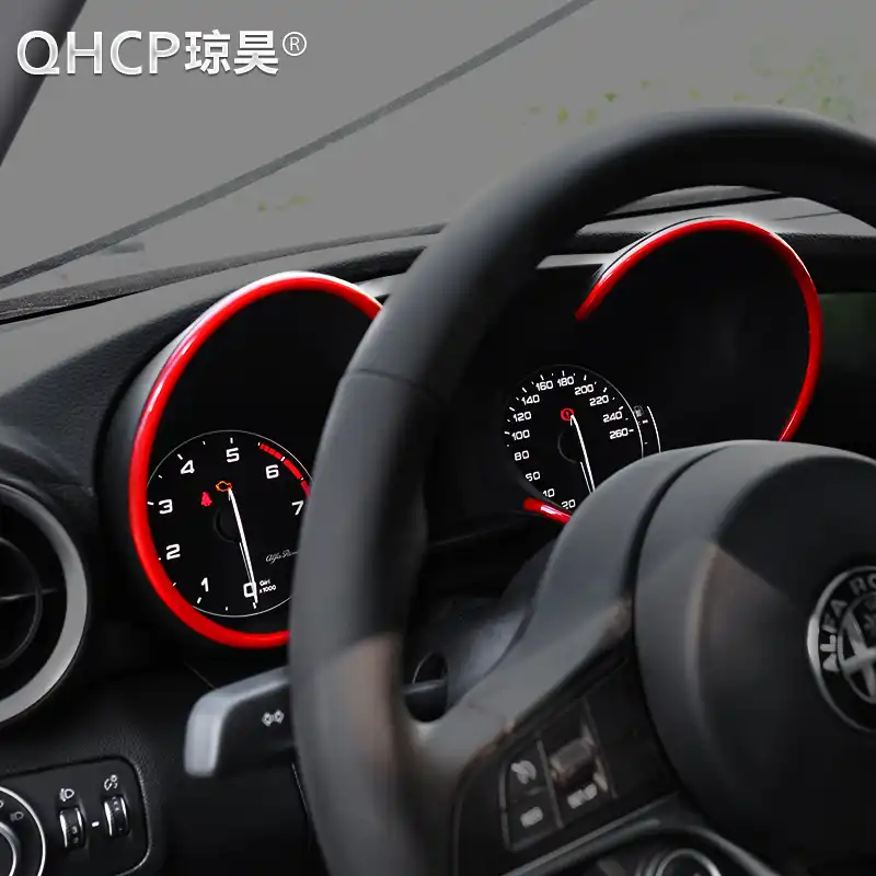 Qhcp 2 Colors Abs Dashboard Display Border Decoration Sticker Ring Cover Interior Accessories For Alfa Romeo Giulia Car Styling