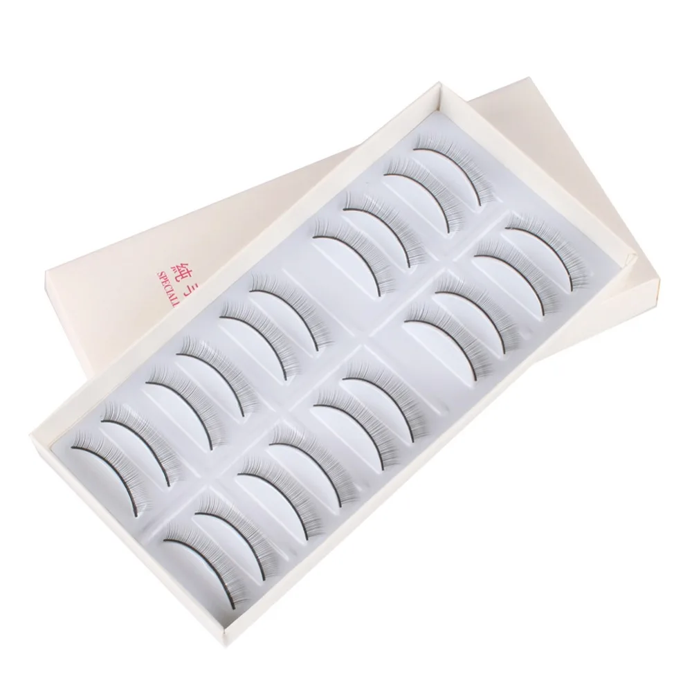 

10 Pairs Makeup Handmade Natural Fashion False Eye 3D Strip Lashes Natural Thick Eyelash For Grafting Practice #226241