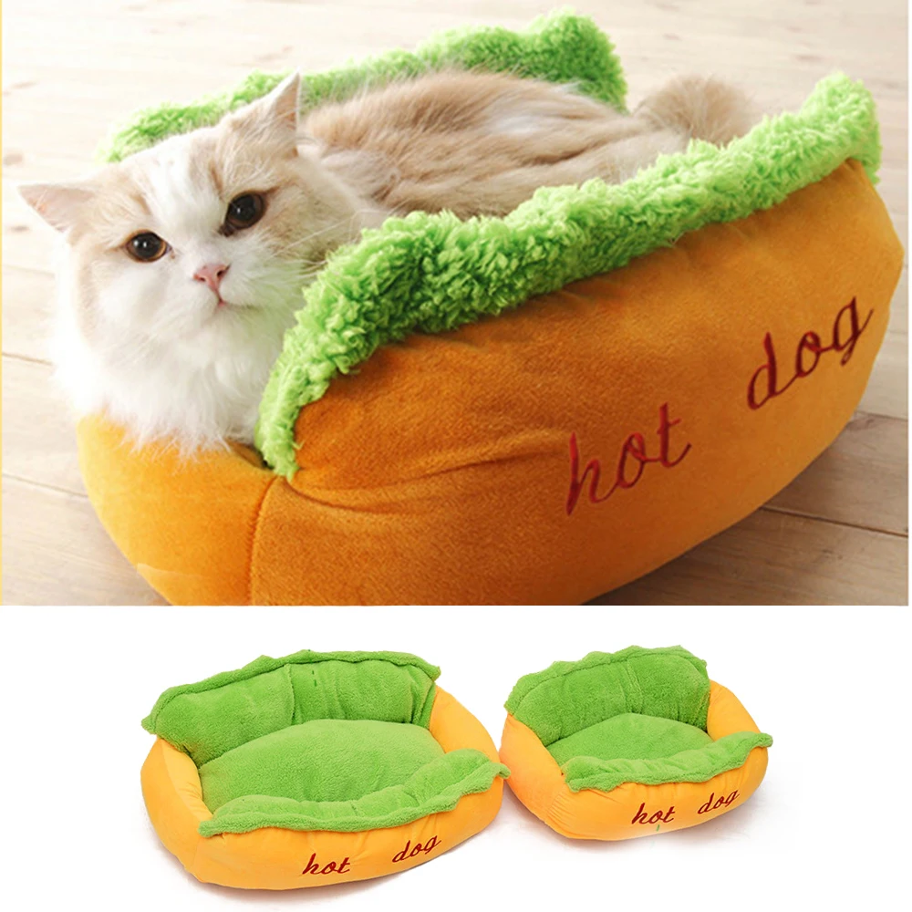 Best Hot Dog Dog Beds Removable Soft Mat Pet Sofa Cute Beds for Cozy Puppy Litter Cat Sleeping Cushion Chihuahua Teddy Nest Kennel