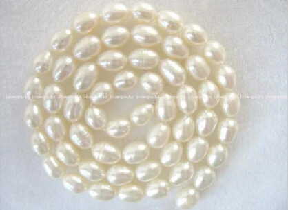 

Free shipping >>@ > wholesale 5 strands 7*5mm white rice freshwater pearl beads