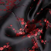 90 см* 100 см Cos костюм парча ткань одежду ткань Cheongsam Plum/парча-черный красный Plum обувь для вечеринки и свадьбы DIY ткань