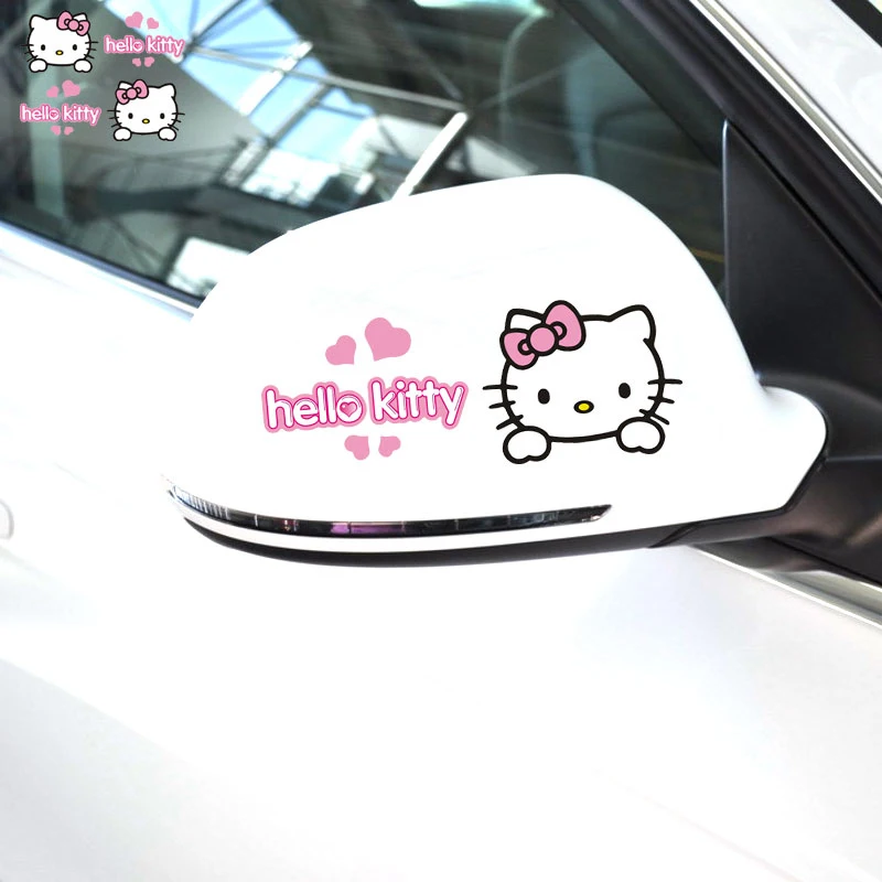 Автомобиль Стикеры и наклейки 2 шт./лот милый рисунок Hello Kitty автомобиля Зеркало
