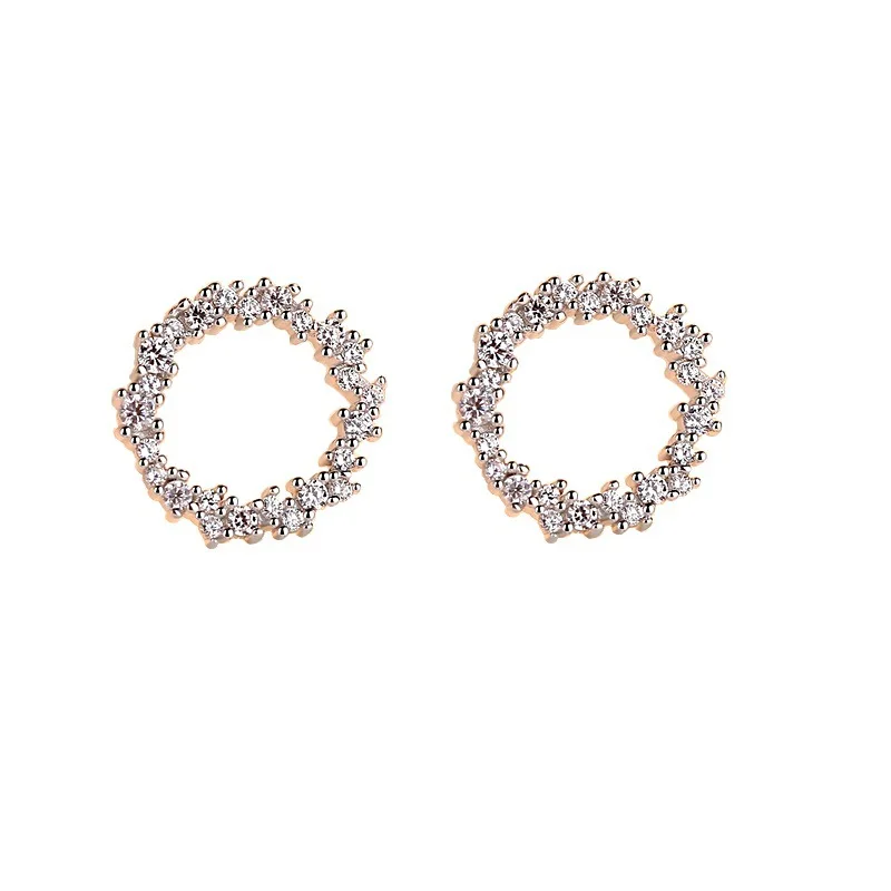 

925 sterling silver earrings micro-inlaid zircon earrings Han Xing with the legendary blue stud earrings