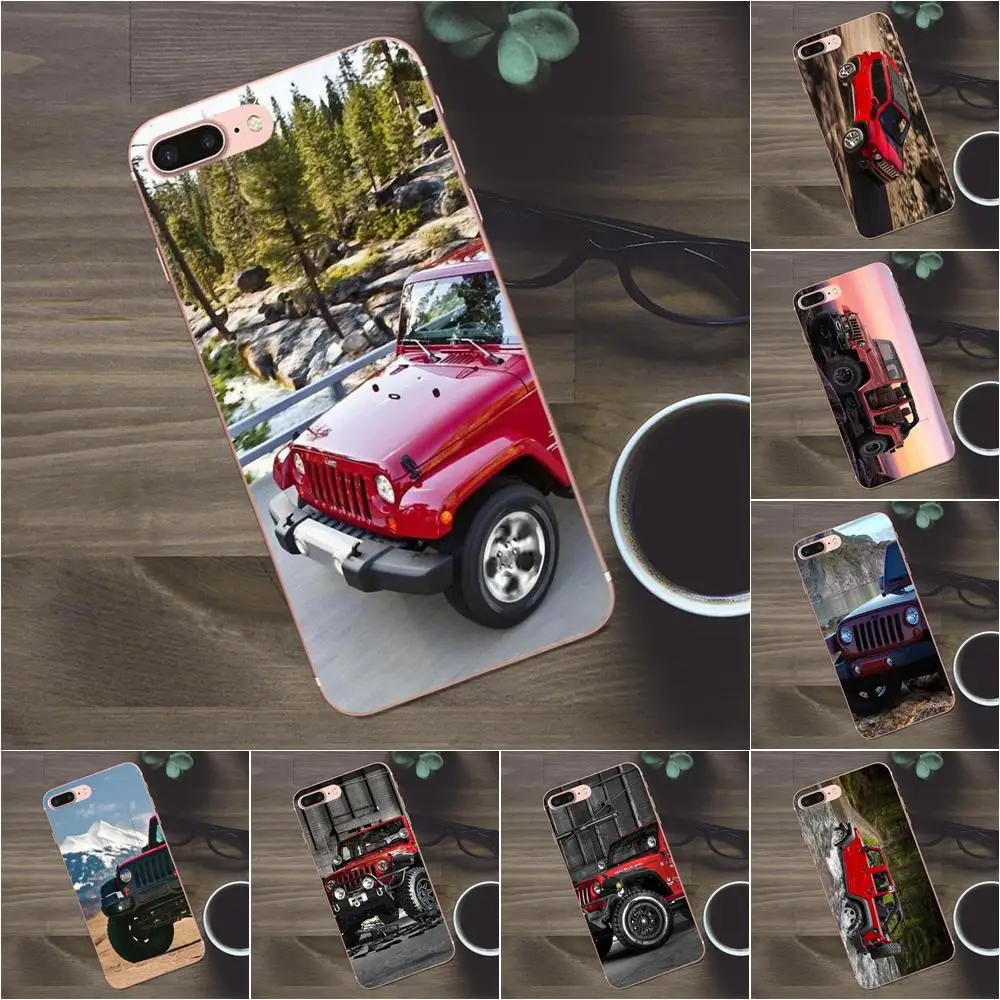 

Soft Pattern Pink Red Jeep Wrangler Suv Sport For Apple iPhone 4 4S 5 5C SE 6 6S 7 8 Plus X Galaxy A3 A5 J1 J2 J3 J5 J7 2017
