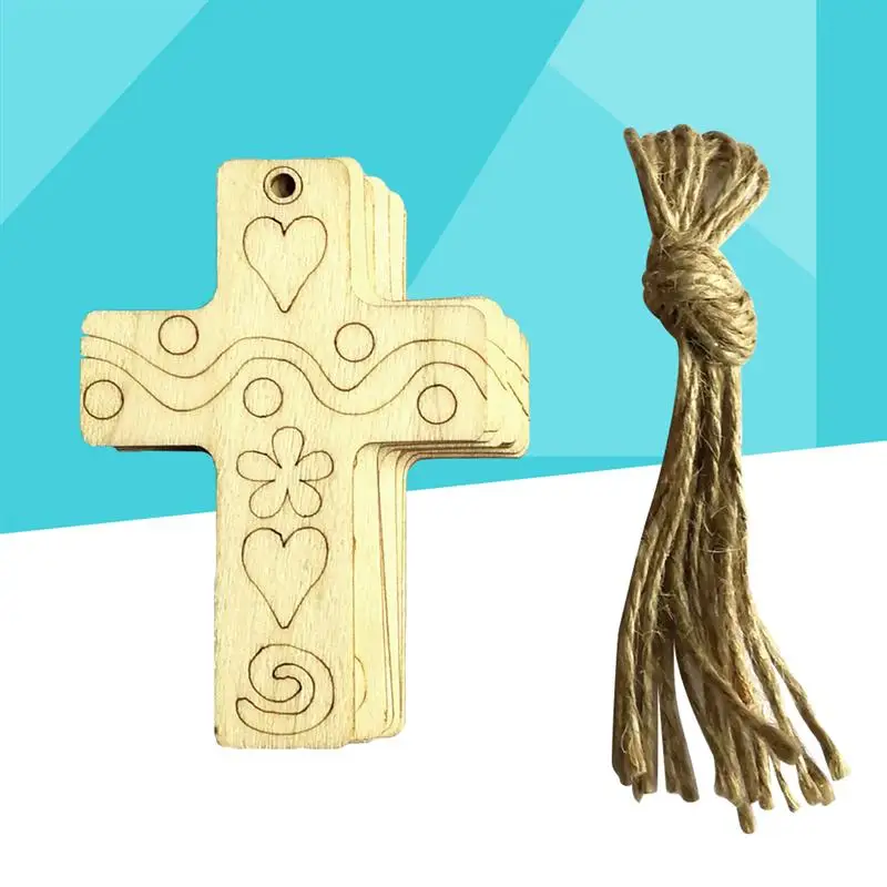 10 шт. деревянный без финишной отделки крест украшения дерево ремесло Висячие декоративные украшения