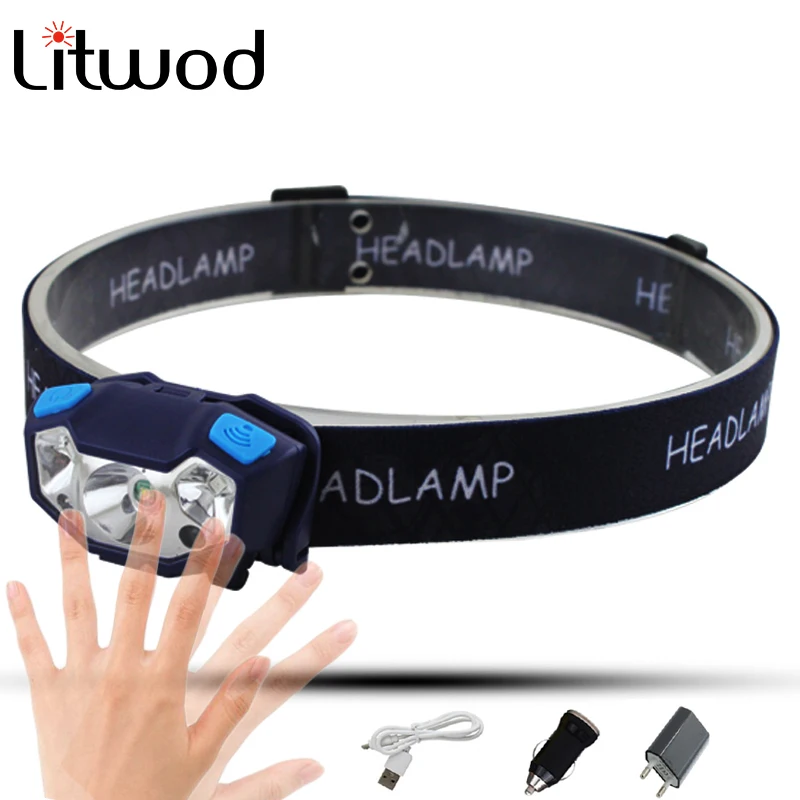 Koop Z20 5000LM Body Motion Sensor Mini Oplaadbare LED Fiets Koplamp Dexterous draagbare head light USB Flash light LED Koplamp