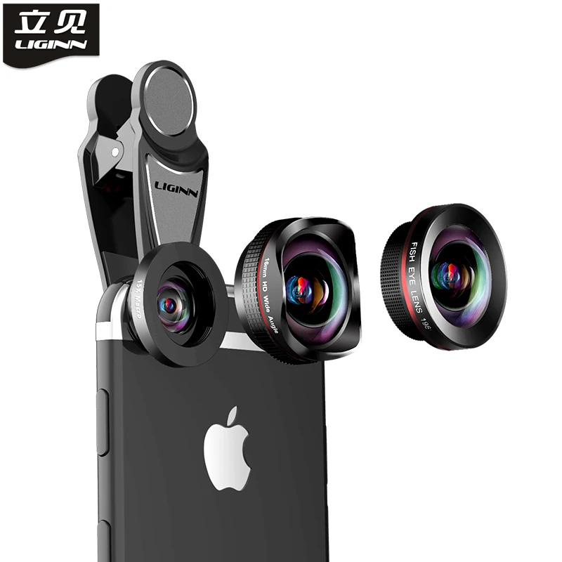 Koop LIGINN Fisheye lens 3 in 1 kit mobiele Telefoon lens Fish eye + Groothoek Macro lens Camera lens voor iPhone 6 7 s Samsung xiaomi