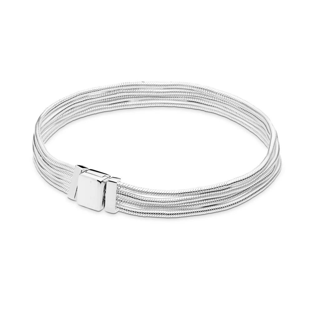 

Reflexion Multi Snake Chain Bracelet New 100% 925 Sterling Silver Multi Snake Chain Bracelet Fit European Charms Diy Jewelry