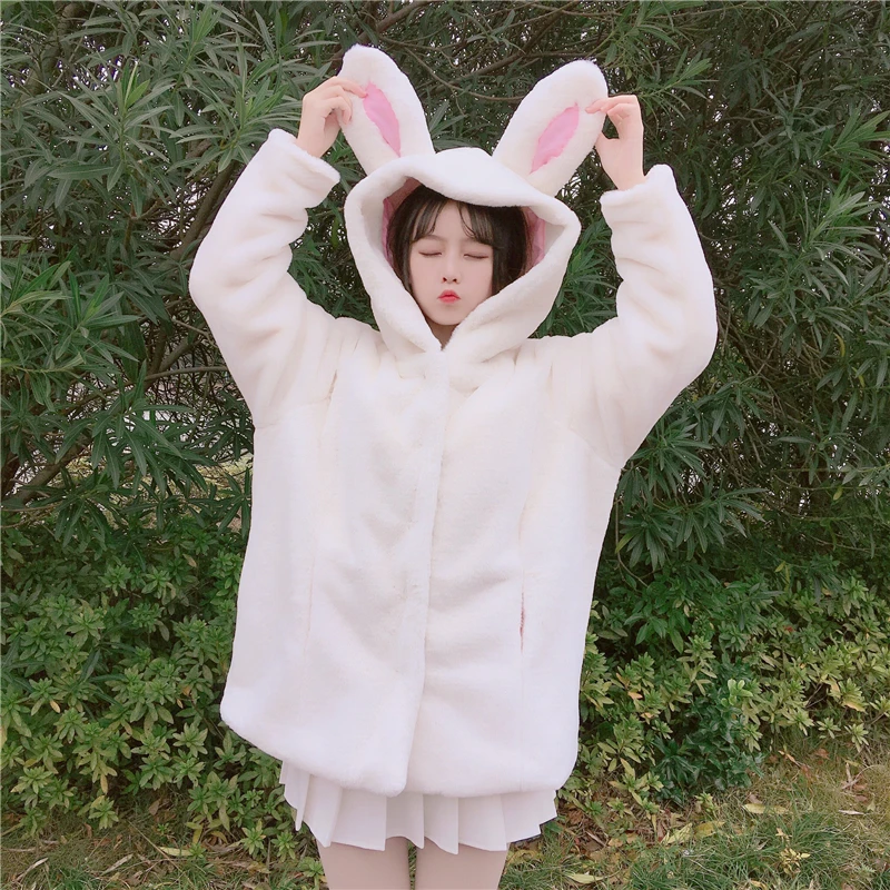 Kawaii Корейская зимняя теплая одежда Лоскутная плюшевая толстовка с капюшоном на