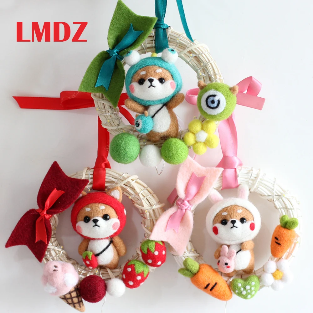 

Cartoon Shiba Inu Akita Pattern Wool Felting Pocked Felt ,Non-Finished Felt Material DIY Package For Beginners with Tools