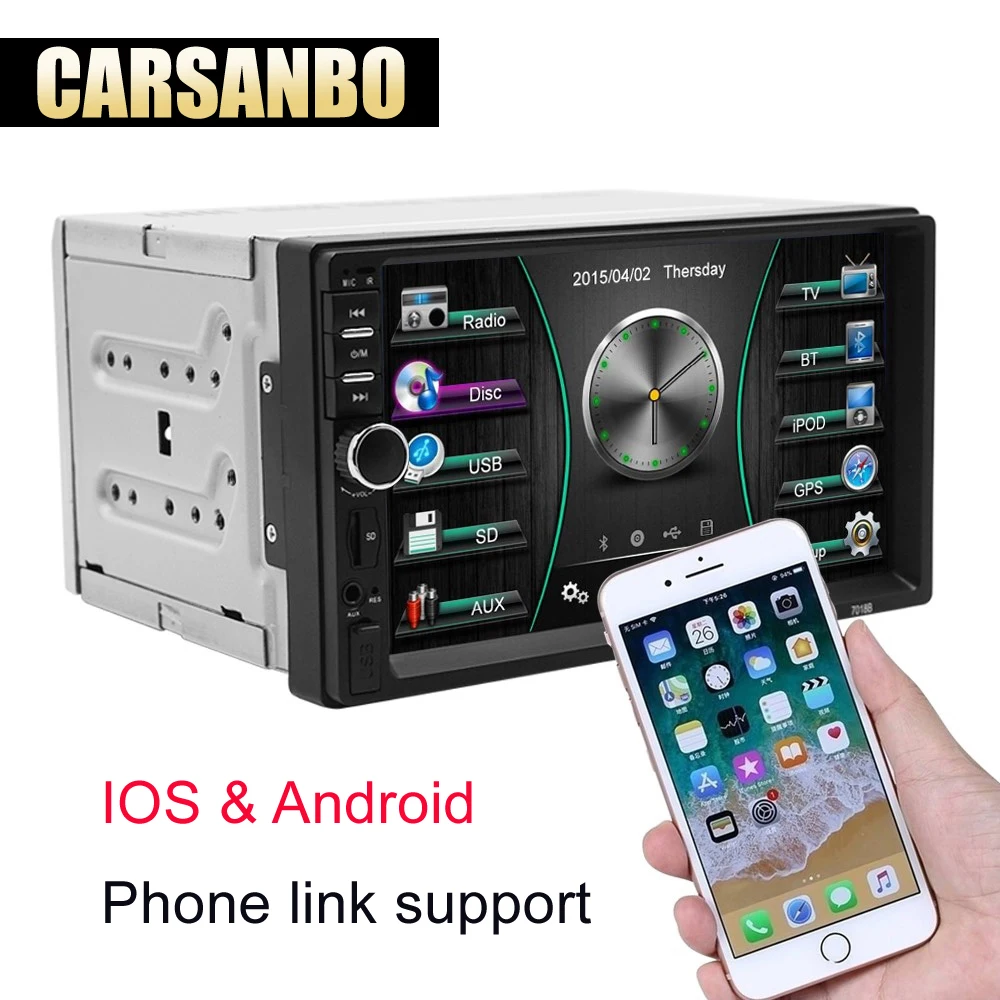 Car Radio HD 7" 7018B Touch Screen Car Audio Bluetooth Rear View Camera