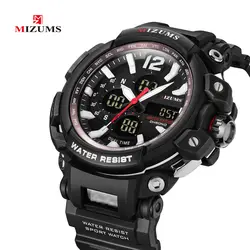 Спортивные часы для мужчин хронограф водостойкий мужские наручные светодио дный светодиодный цифровой кварцевые мужские часы черный PU