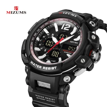 

Sports Watches For Men Chronograph Waterproof Men's Wrist Watch LED Digital Quartz Male Clock Black PU Strap Wristwatches XFCS