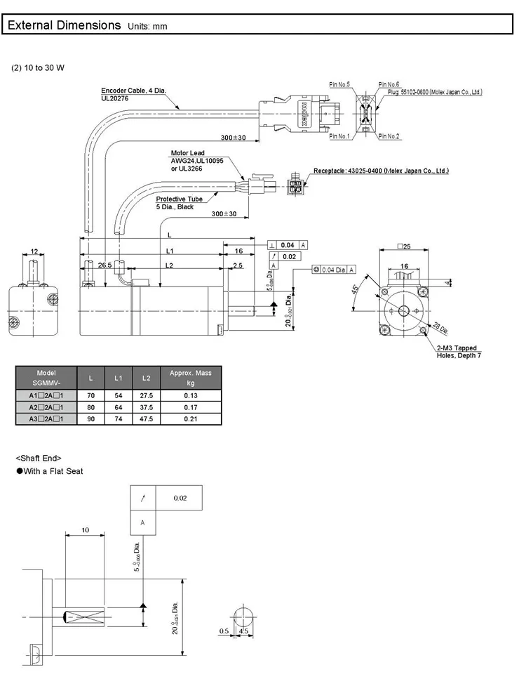 Novo e Original Micro Sgmmv Pequenas Séries Servomotor Yaskawa Servo Motor Sgmmv-a3a2a21 30w 5 High Quality Renovação da Casa