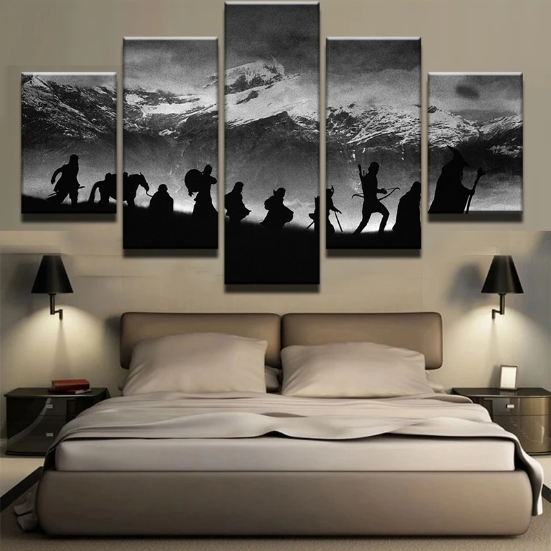 

Modular Wall Art Oil Pictures Frame Modern Home Decor 5 Pieces Lord Of The Rings Canvas Painting Movie Posters And Prints PENGDA