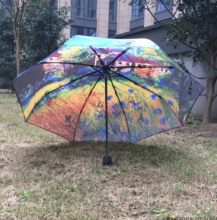 

Van Gogh Waterproof Umbrella New Hot Four Season Painting Sunshade Rain Women Para Inside Without Glue Parasol Umbrella Men Z558