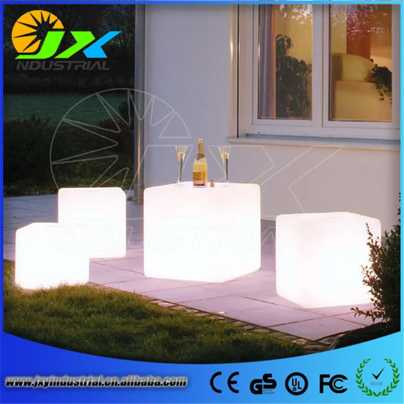 

outdoor waterproof 50CM GLOWING rechargeable luminous cube led bar chair barstools remote control led cube table