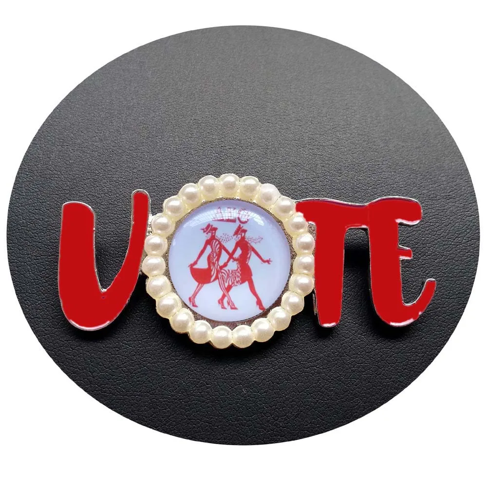 

Drop shopping Topvesko Sorority Crest Delta shield Greek Brooch Delta Sigma Theta Lady Pearl VOTE Pin