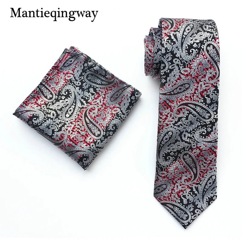  2019 Hot Fashion Handkerchief Neck Tie Set Formal Wear Business Suit Pocket Square Paisley Pattern 