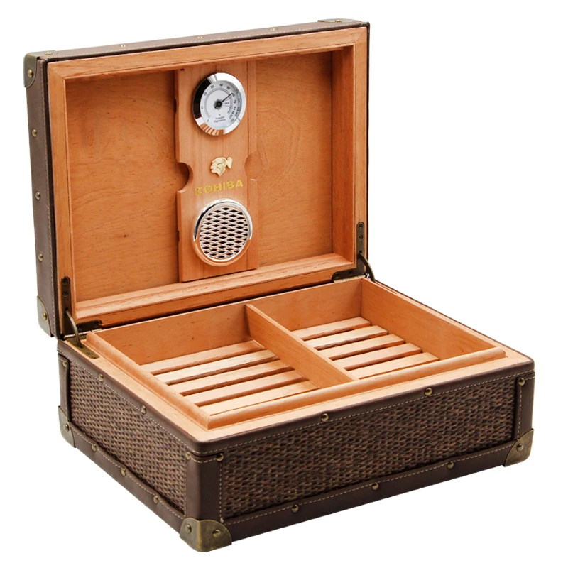 

Cigar box brown humidification storage box wood cigarette collection toolbox