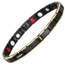 Hottime 4 in 1 Magnetic New Fashion Lovers' Jewelry Black Gold Titanium Steel Bracelet For Women And Men Never Fade Top-Quality