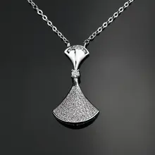 New trend ! Skirt Pattern 925 Sterling Silver Necklaces Pendant Designed for Women Fashion Zircon crystal Jewelry Gift
