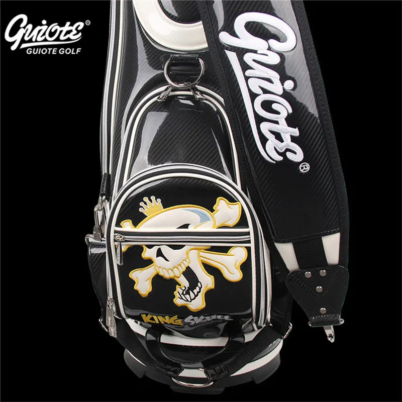 [2 цвета] KING SKULL& X-Bones Golf Caddie сумка для клюшек PU кожаная сумка для гольфа с дождевиком 5-way для мужчин и женщин