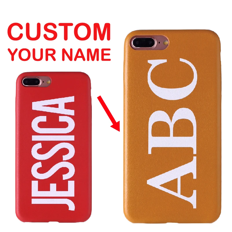 

Real Leather Luxury Bold Custom Name Text Initial Phone Case Cover Coque Fundas For iPhone X 6 6S XS Max 7 7Plus 8 8Plus 5 SE