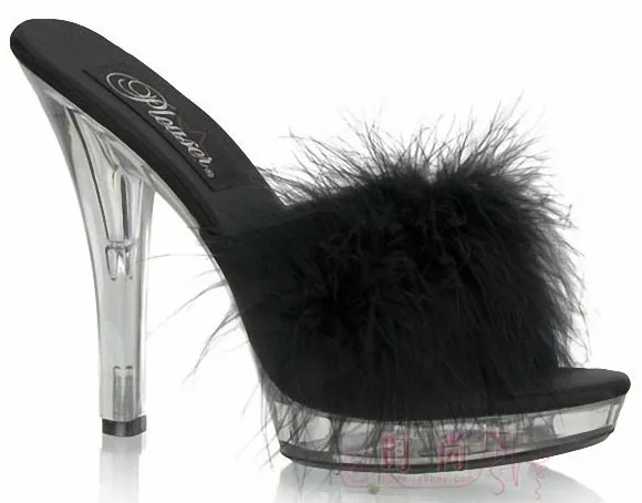 fur heel slippers