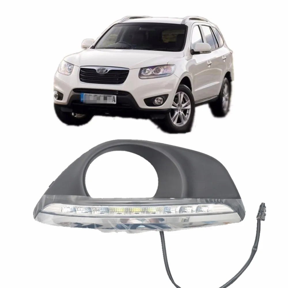 

car styling car led light daytime running light for hyundai santa Fe 2010-2012 with fog lamp cover drl