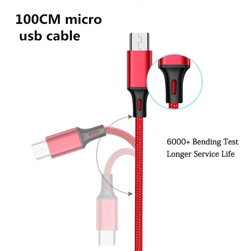 

1M Micro USB Cable 2.4A Fast Charger Data SYNC Metal Braided Cord For HUAWEI Mate 7 8 S P6 p8 p9 p10 Lite Honor 7 7X 7A 6X 5X 5C