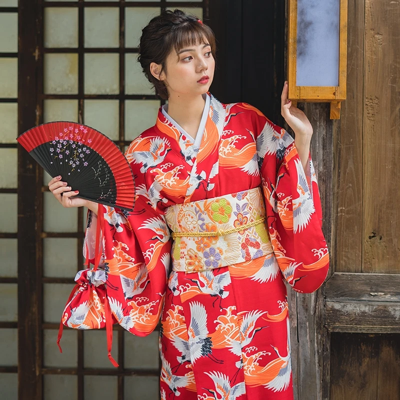 2020 Japanese Kimono Traditional Dress Cosplay Female Yukata Women