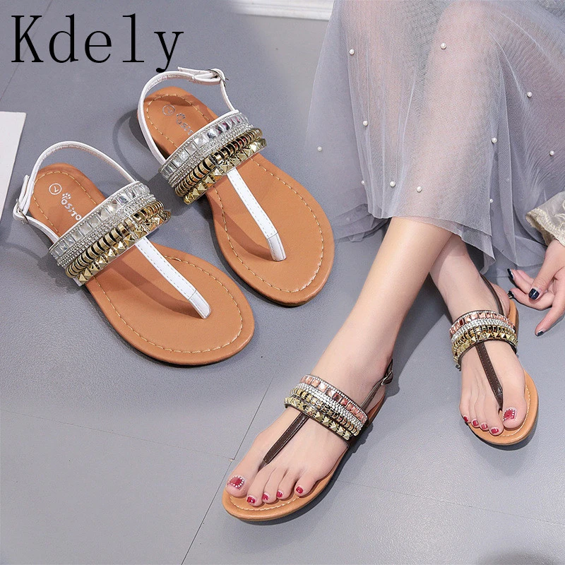 de playa para mujer, zapatos planos, de estilo bohemio, para verano, 2019|Sandalias mujer| - AliExpress
