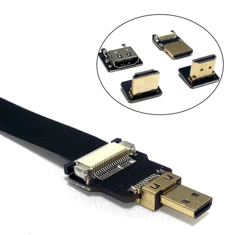 FPV Micro HDMI Male to HDMI FPC Flat Cable 5cm 10cm 20cm 30cm 50cm 80cm for Gopro HERO 4 HERO 3 SJCAM SJ5000 SJ4000 Xiaomi yi