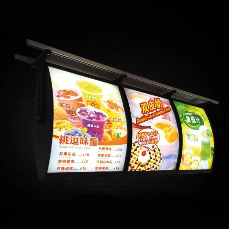(3 Graphics/ Column) Hanging Style Double Sided Menu Light Boxes & Menu Signs for Restaurant Take Away