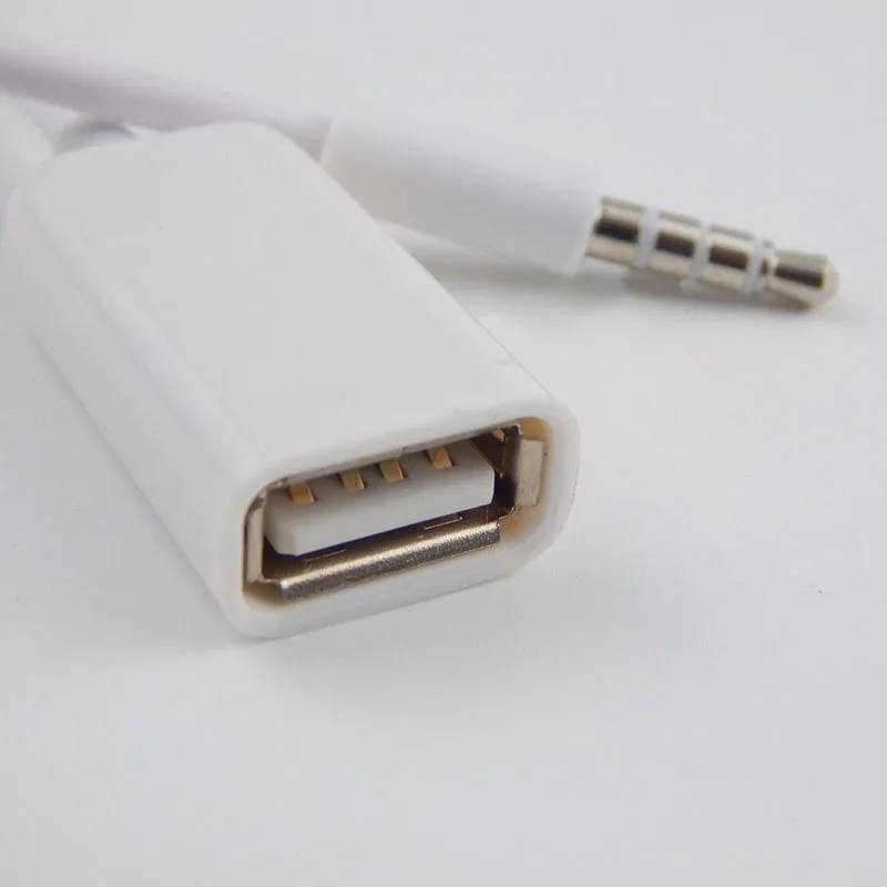 12v Car 3.5mm Male AUX Audio Plug to USB 2.0 Female Converter Adapter Cable New