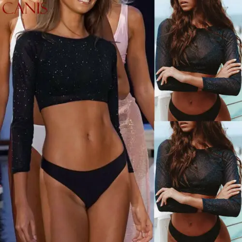 

2019 New Hot Summer Fashion Latest Sexy Women See Through Transparent Mesh Tops Long Sleeve T Shirt Clubwear Tops