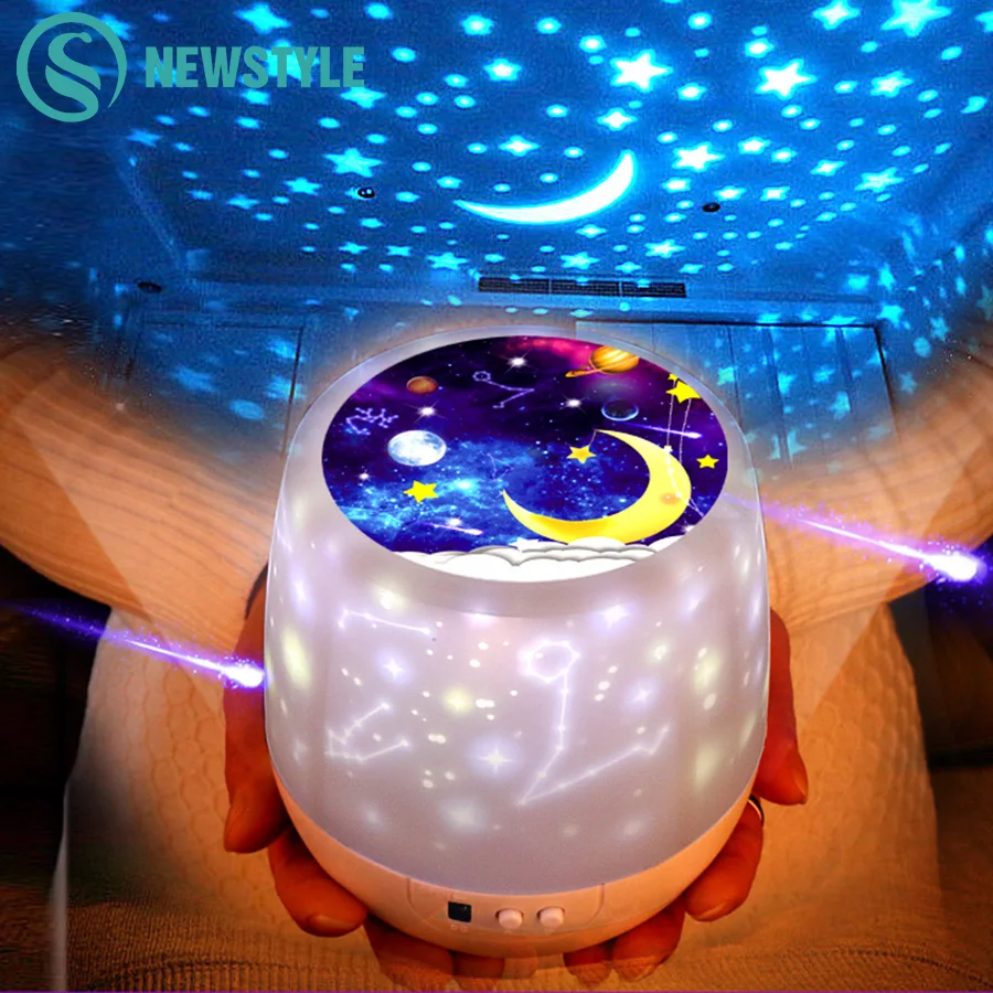 Beste Magische Sterrenhemel LED Projector Night Light Sterrenhemel Maan Projector Night Lamp Kleurrijke Roterende Lamp voor Baby Kinderen Gift