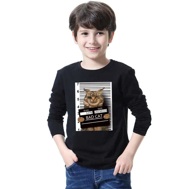 Kid Girls Long Sleeve Tee Shirt Cat Tshirt Girl Long Sleeve Cat