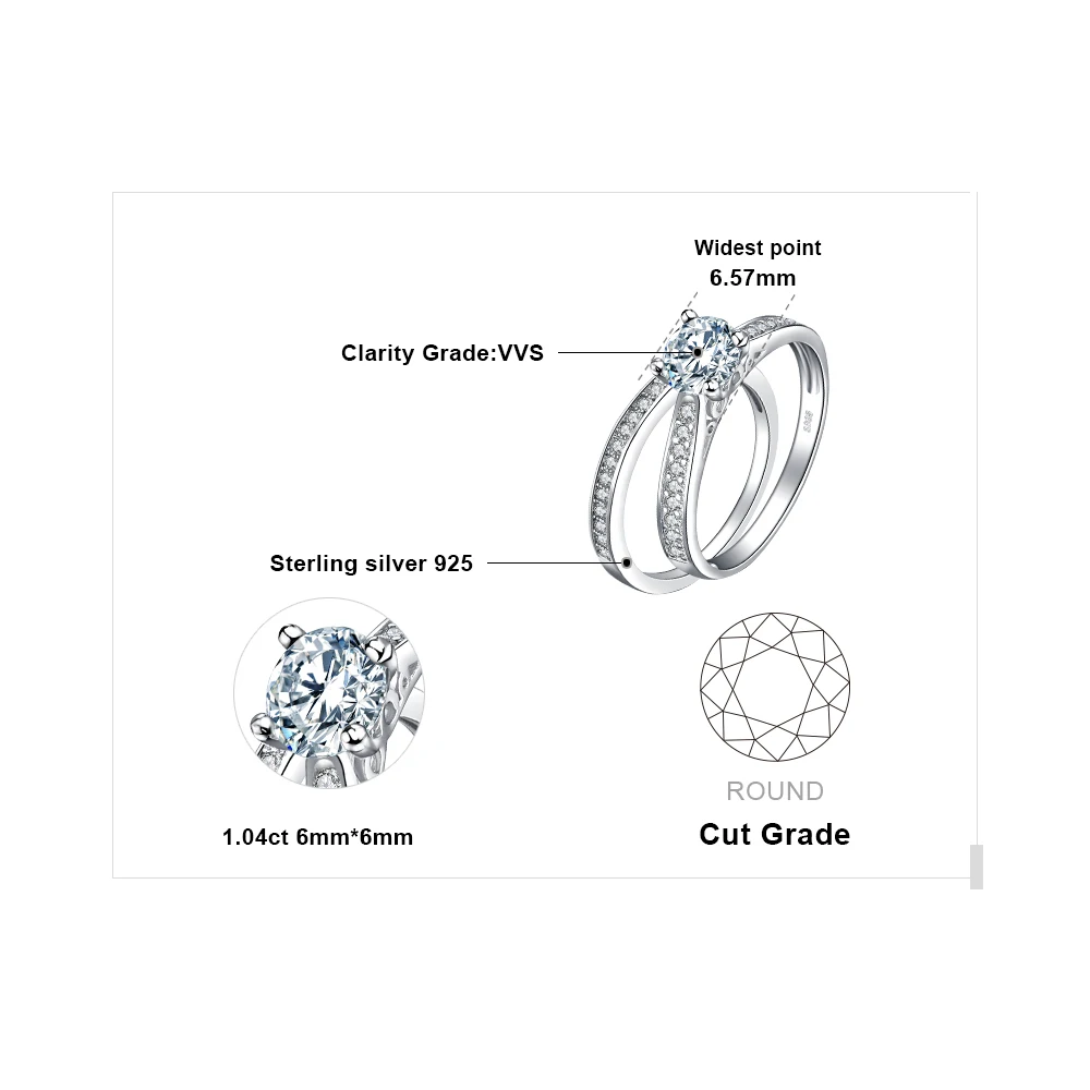 JewelryPalace 1.3ct кубического циркония Юбилей обручальное Обручение пасьянс кольцо свадебный 925 пробы Серебряные ювелирные изделия