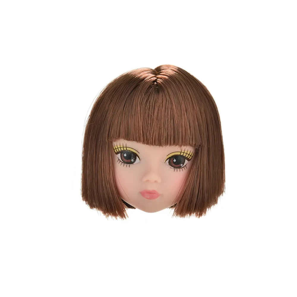 1 Pcs High Quality Rubber Doll Head With Short Brown Hair For