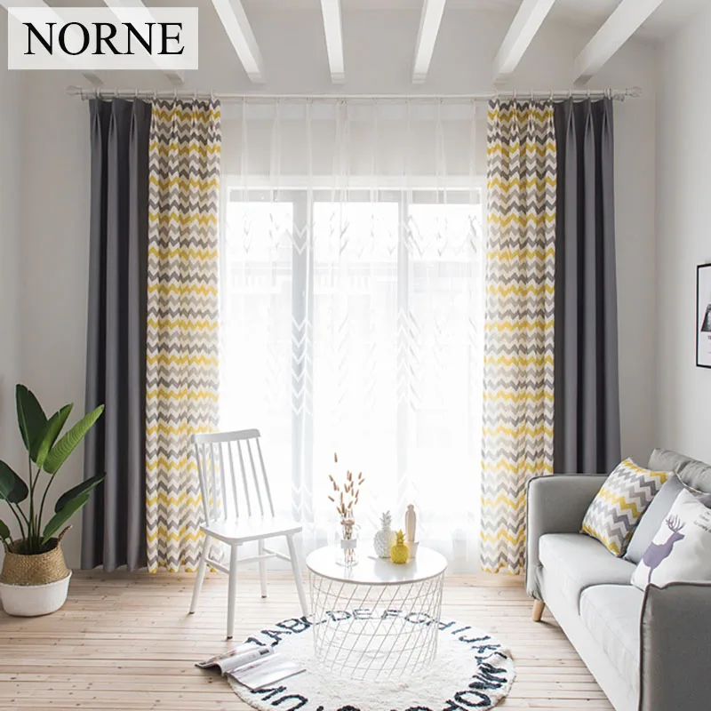 

NORNE Faux Linen Fashion Room Darkening Curtains for Living Room Bedroom Modern Window Stitching Curtain kitchen Blinds Drapes