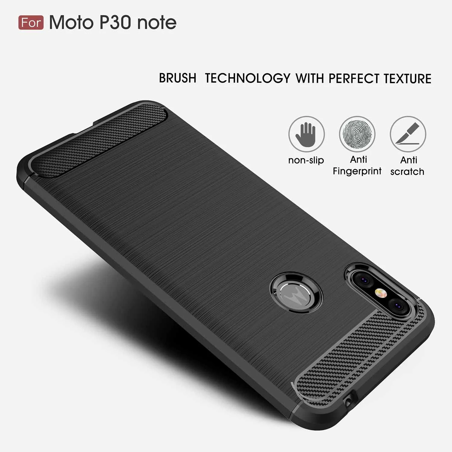 Case For Motolora Moto P30 Note Silicone Soft TPU Brushed Carbon Fiber Texture Cover |