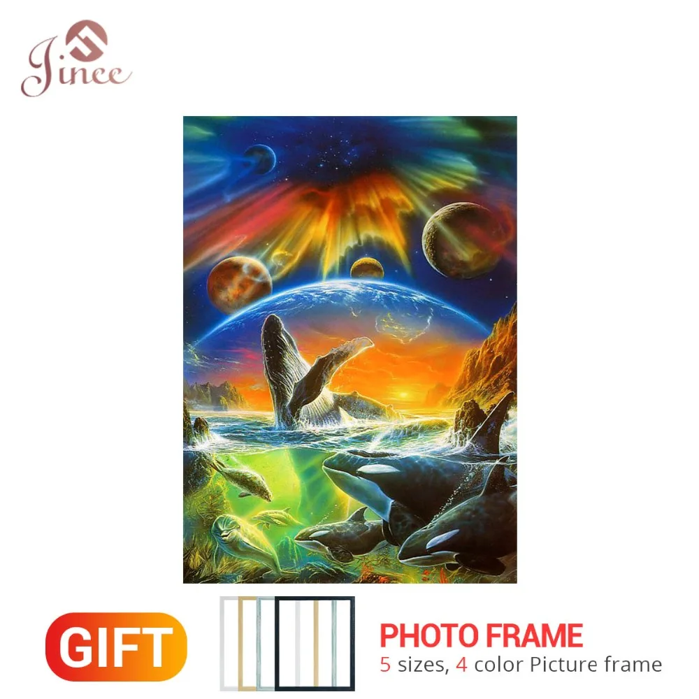 

Frame Full Square/Round Drill 5D DIY Diamond Painting "Animal Whale" Embroidery Cross Stitch Universe Landscape Home Decor Gift